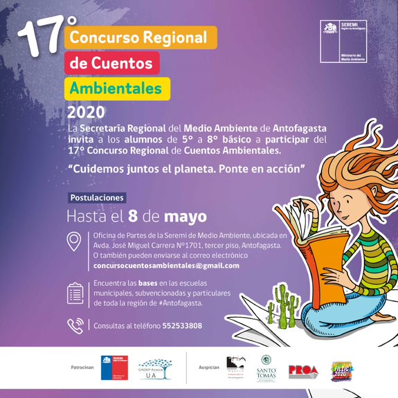 SEREMI DE MEDIO AMBIENTE DE ANTOFAGASTA INVITA A PARTICIPAR EN 17° CONCURSO REGIONAL DE CUENTOS AMBIENTALES