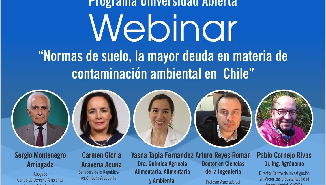 Webinar “Normas de suelo, la mayor deuda en materia de contaminación ambiental en Chile” 05 Nov, 09:00 horas