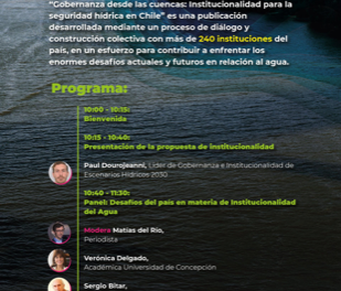 Escenario Hídricos 2030: Lanzamiento Propuesta de institucionalidad para la seguridad hídrica en Chile, 27 Oct, 10 horas