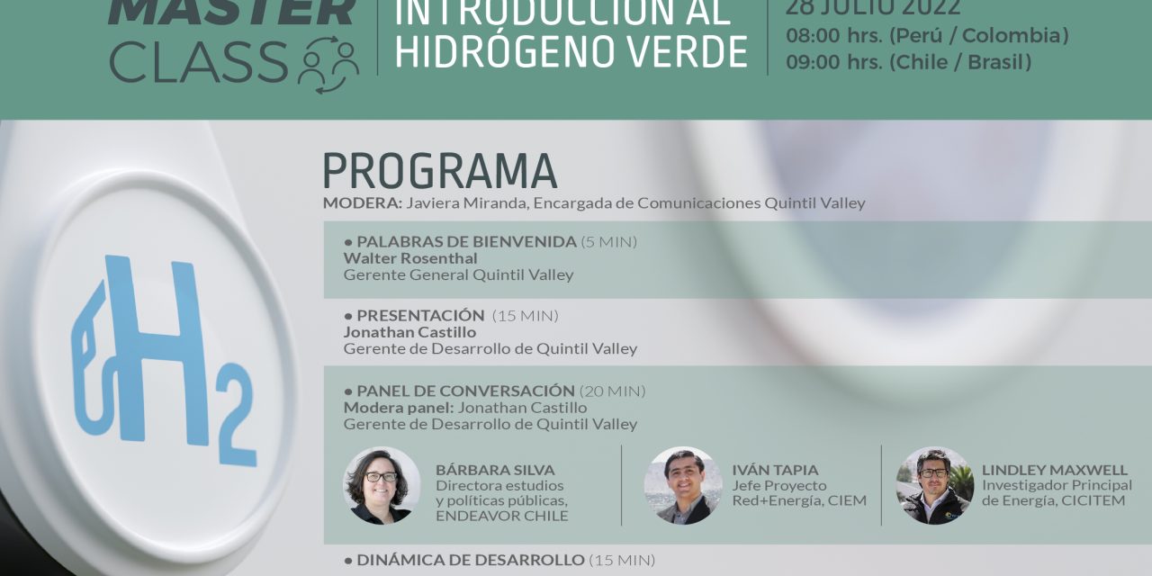 Quintil Valley impulsa el conocimiento sobre el potencial de Chile para convertirse en protagonista en el mercado del Hidrógeno Verde